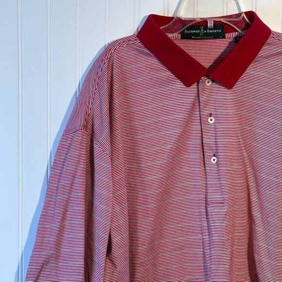 Fairway & Greene Pureformance Polo Shirt Men XXlarge Red White Striped Embroider - Picture 2 of 11